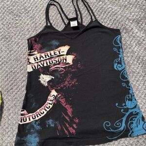 Harley-Davidson Black Camisole with Blue and Red Accents